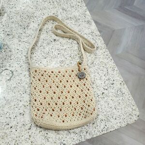 The Sak Crochet Wooden Crossbody Beaded Bagl
